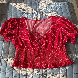 SHEIN Red Polka Dot Blouse